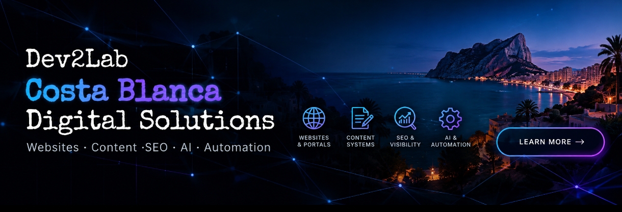 Dev2Lab Costa Blanca digital solutions for websites, content, SEO, AI and automation